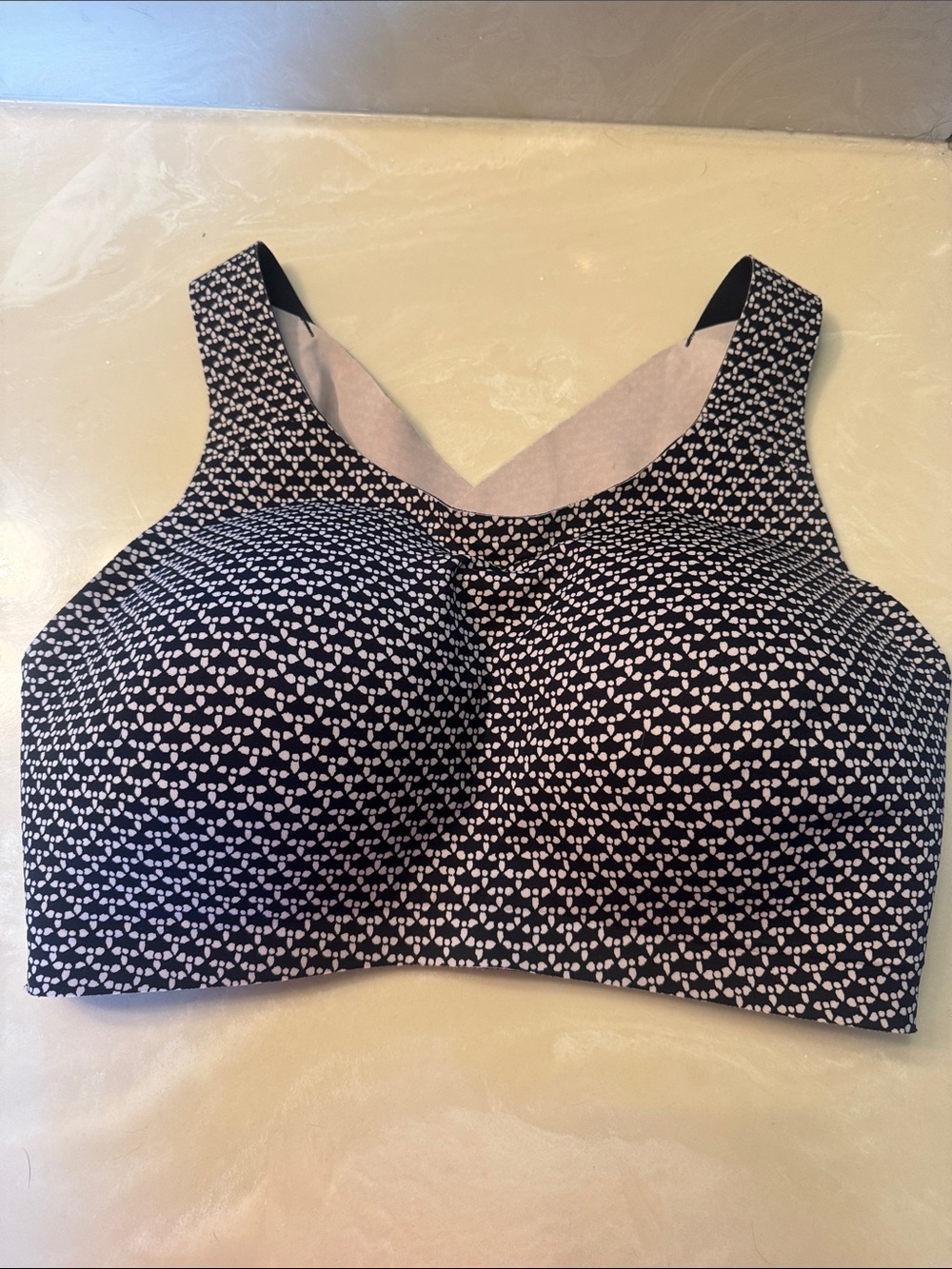 Lulu Black and White Print High Support Sports Bra